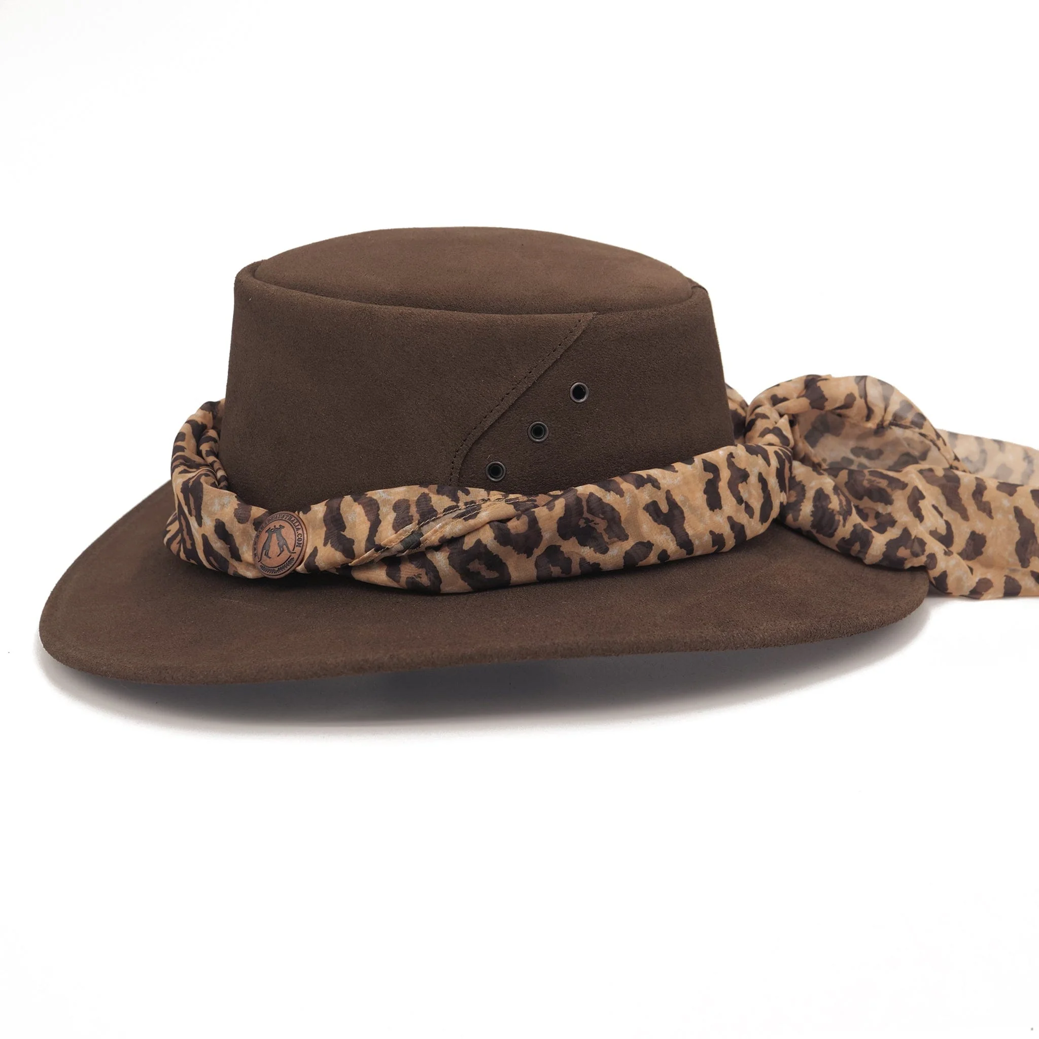 The Alice Suede Hat with Leopard Scarf - Image 3